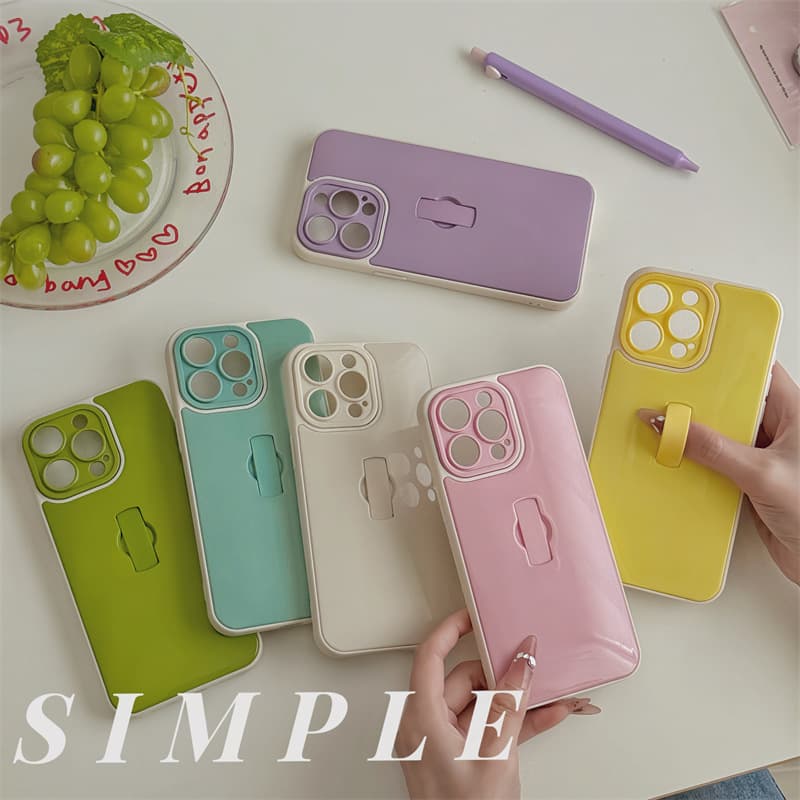 Visible/Invisible Ring Solid Color Finger Ring Stand Case for iPhone 17/12, Compatible with iPhone 13/14 PROMAX, 16/15P