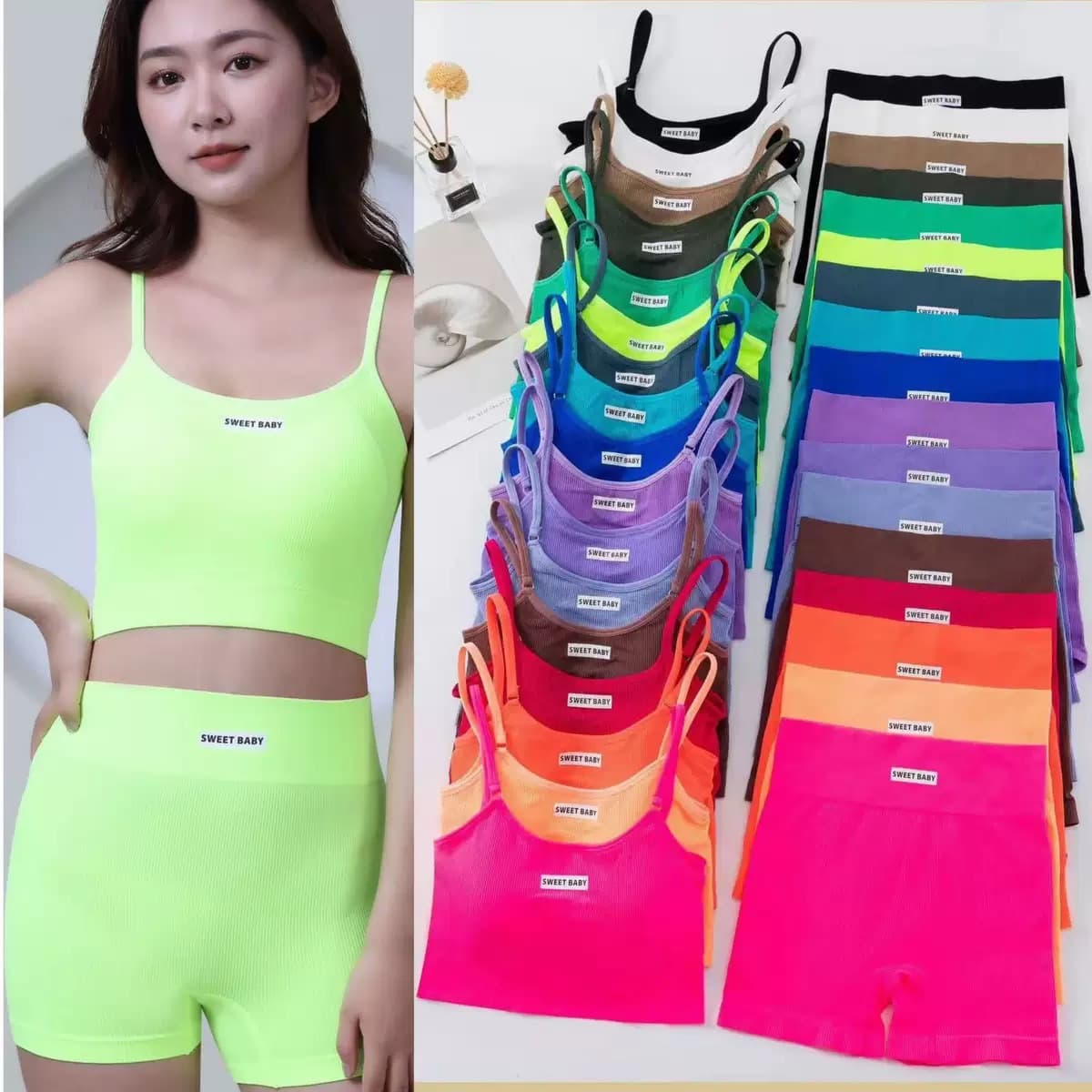 Cross-Border Hot Selling Women's Yoga Sports Vest Suit Casual High Stretch Vest Bodywear Fitness Two-Piece Set