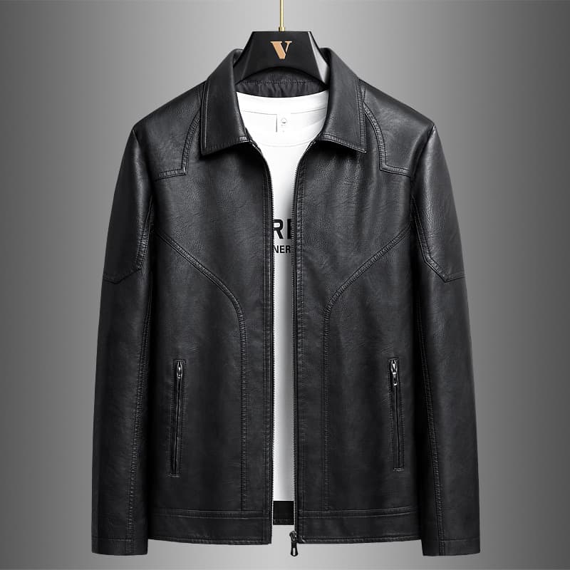2025 New Style Leather Jacket for Young Men, Cross-border Fashion, Autumn/Winter, Slim Fit, Korean Style, Handsome Plus Size Men's Fashion Outerwear