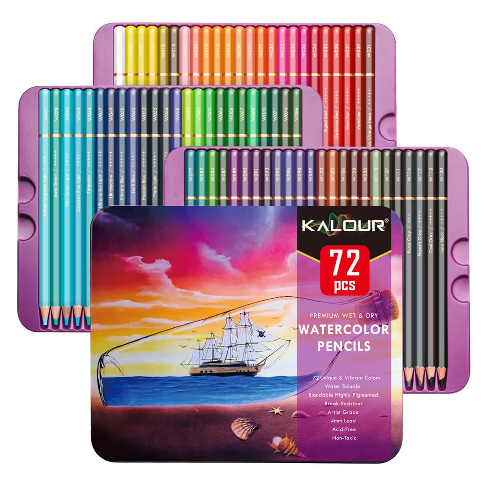KALOUR 72-color water-soluble colored pencil art painting color pencil set cross-border hot sale