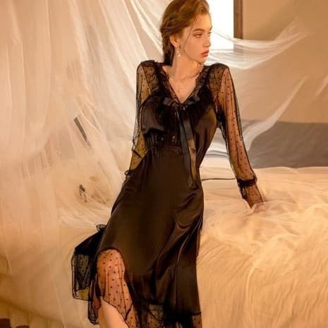 Factory Wholesale Satin Sexy Camisole Long Dress Seductive Lingerie Hot Date Night Outfit Pure Desire