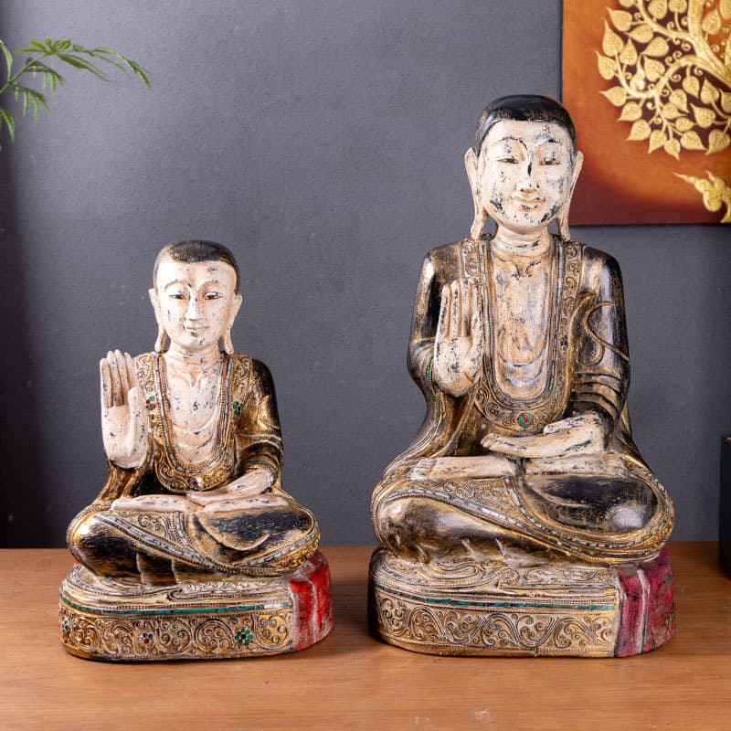 Thai Buddha Statue Zen Ornament Meditating Pose Living Room Entryway Southeast Asian Style Thai Hotel Restaurant Decoration