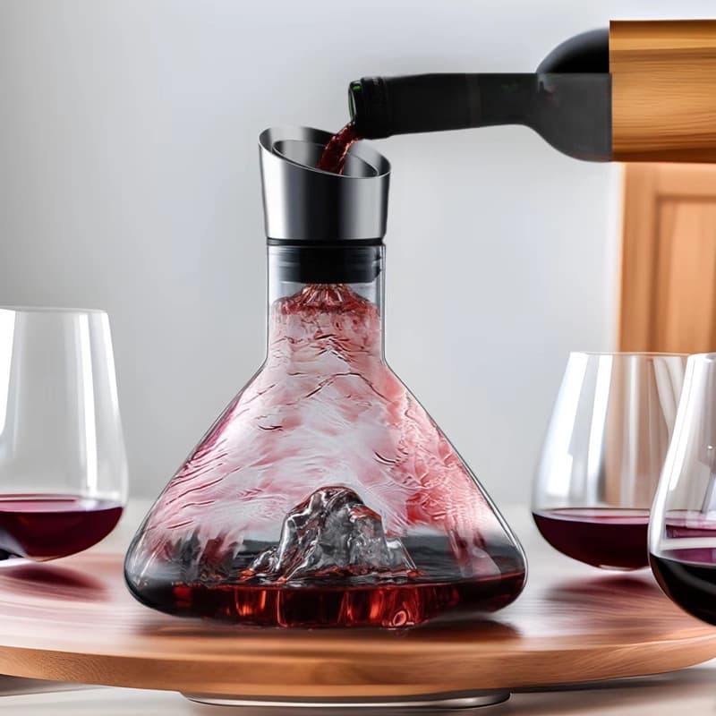 Iceberg waterfall style decanter set, quick home use, thickened high-grade crystal glass wine decanter for grapes, wine storage and dispensing.