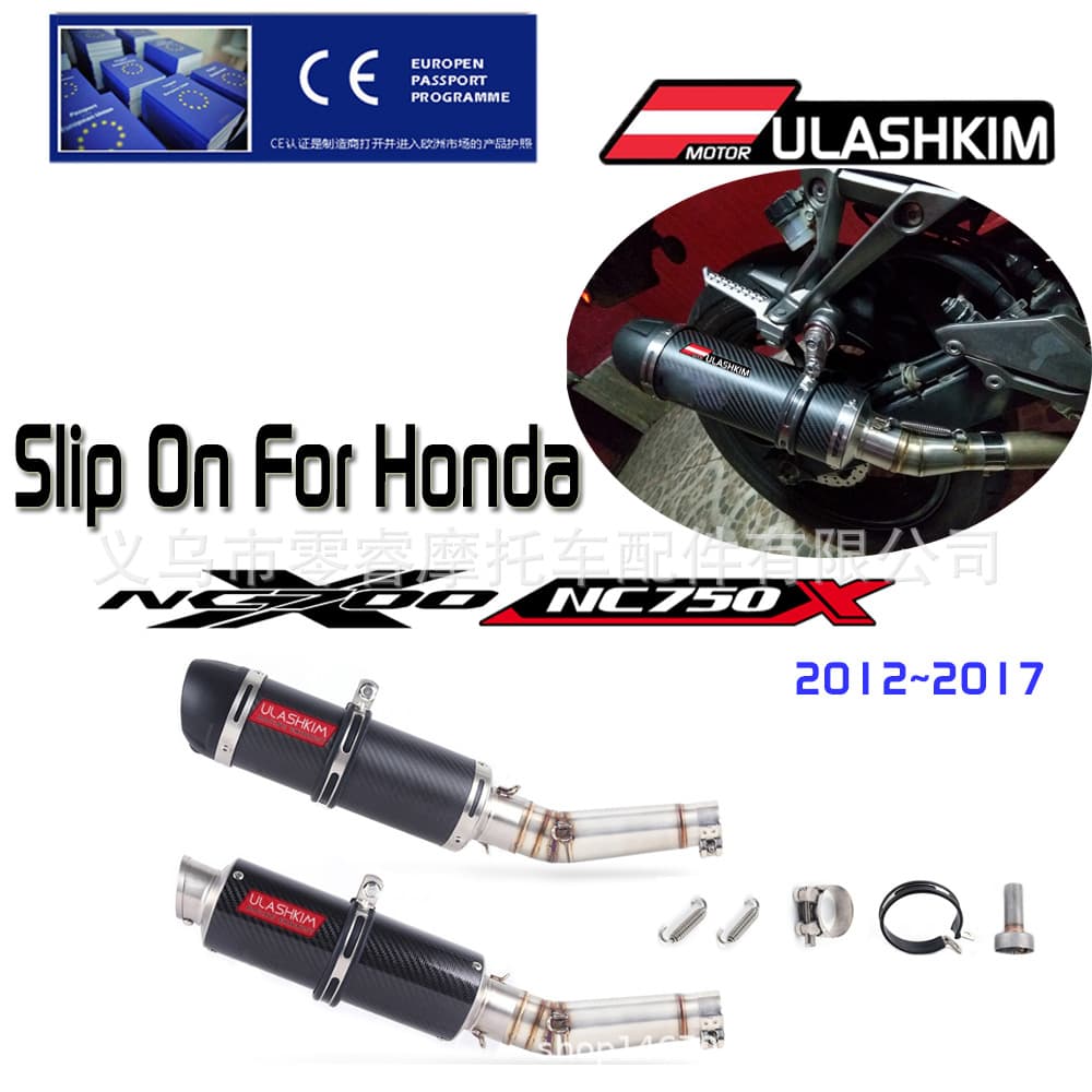 Motorcycle Exhaust Pipe Compatible with Honda NC700 NC750 NC750X 12-17 Modified Mid-Section Muffler