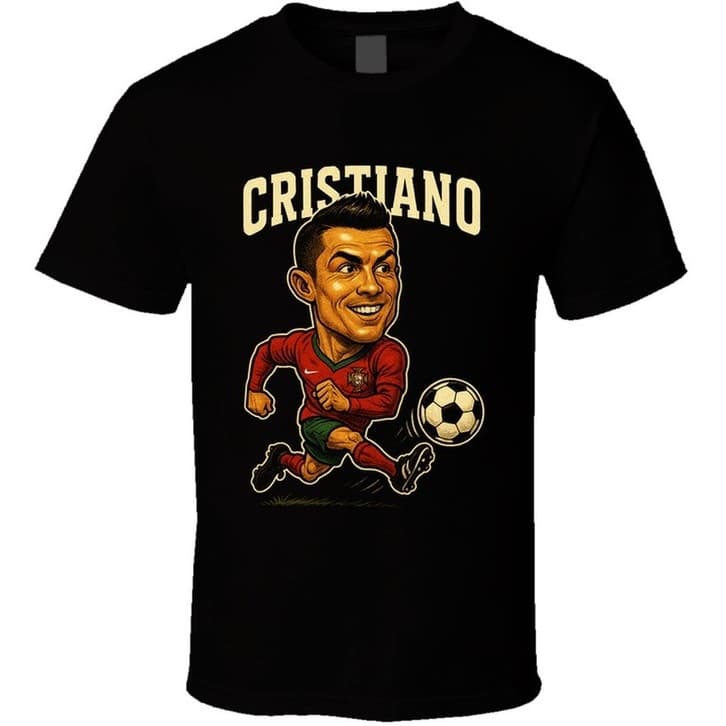 Cristiano Ronaldo Vintage Retro Caricature T-Shirt Cross-Border Streetwear Brand