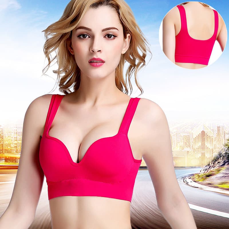 Three-dimensional 3D cup wire-free running yoga sports bra Breathable push-up vest style sleep sports bra for women