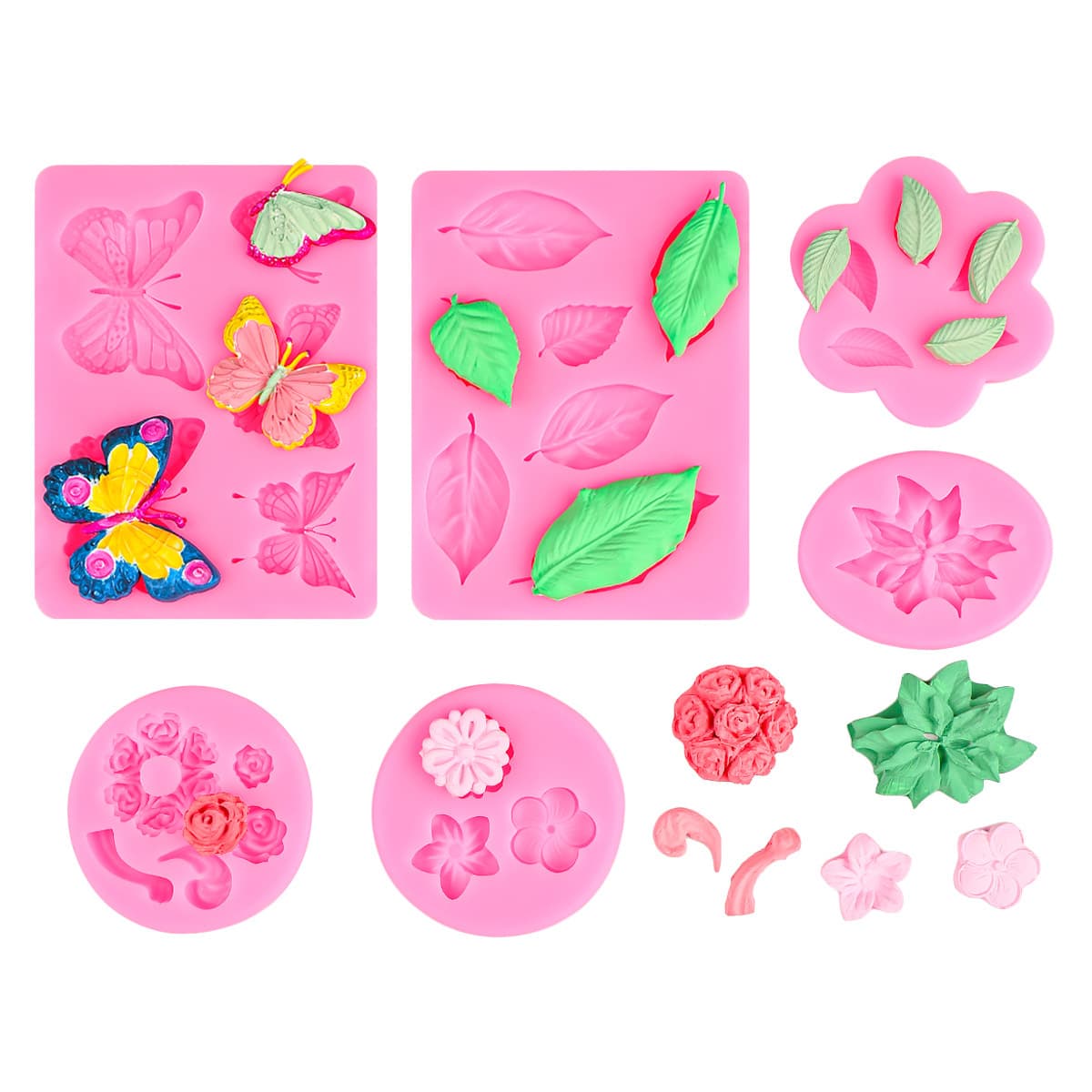 Leaf, Rose, Cherry Blossom, Butterfly Silicone Mold DIY Fondant Chocolate Cake Mold Epoxy Resin Clay Mold