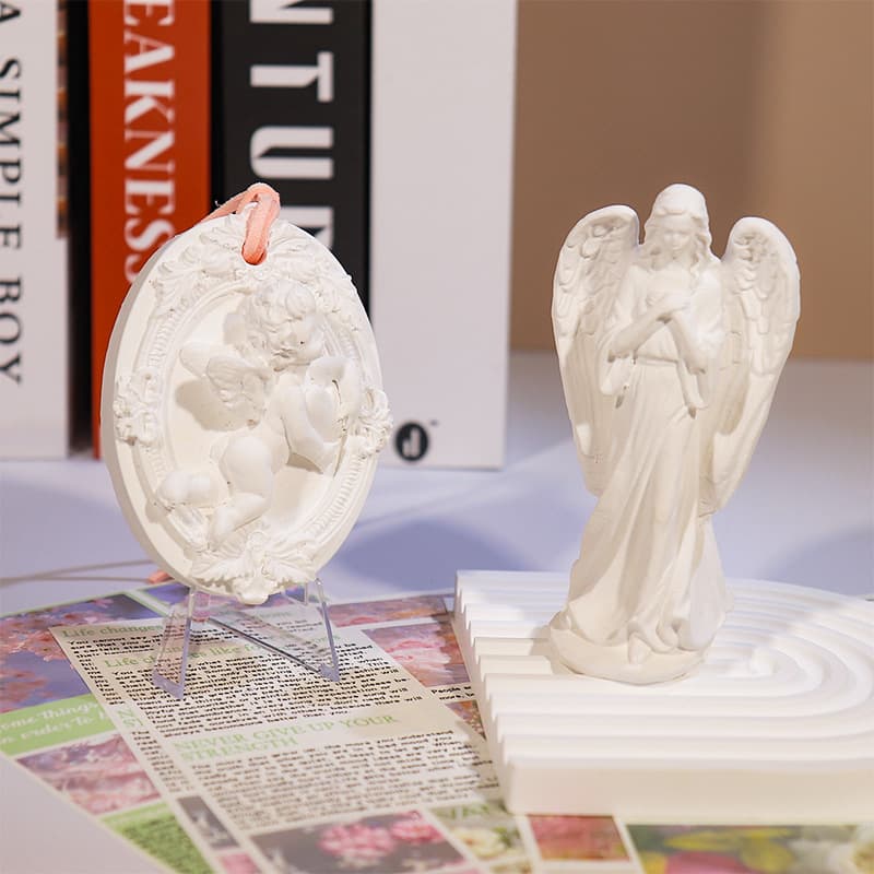 Cross-border Ins Angel Candle Silicone Mold DIY Oval Side Angel Aromatherapy Plaster Ornament Soap Silicone Mold