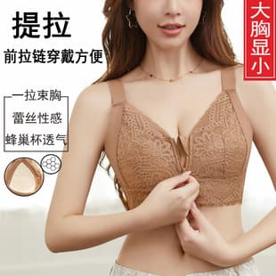 Summer Lift Ultra Thin Bra for Large Bust Minimize Small Bust Zipper Full Cup Side Coverage Push Up Bra