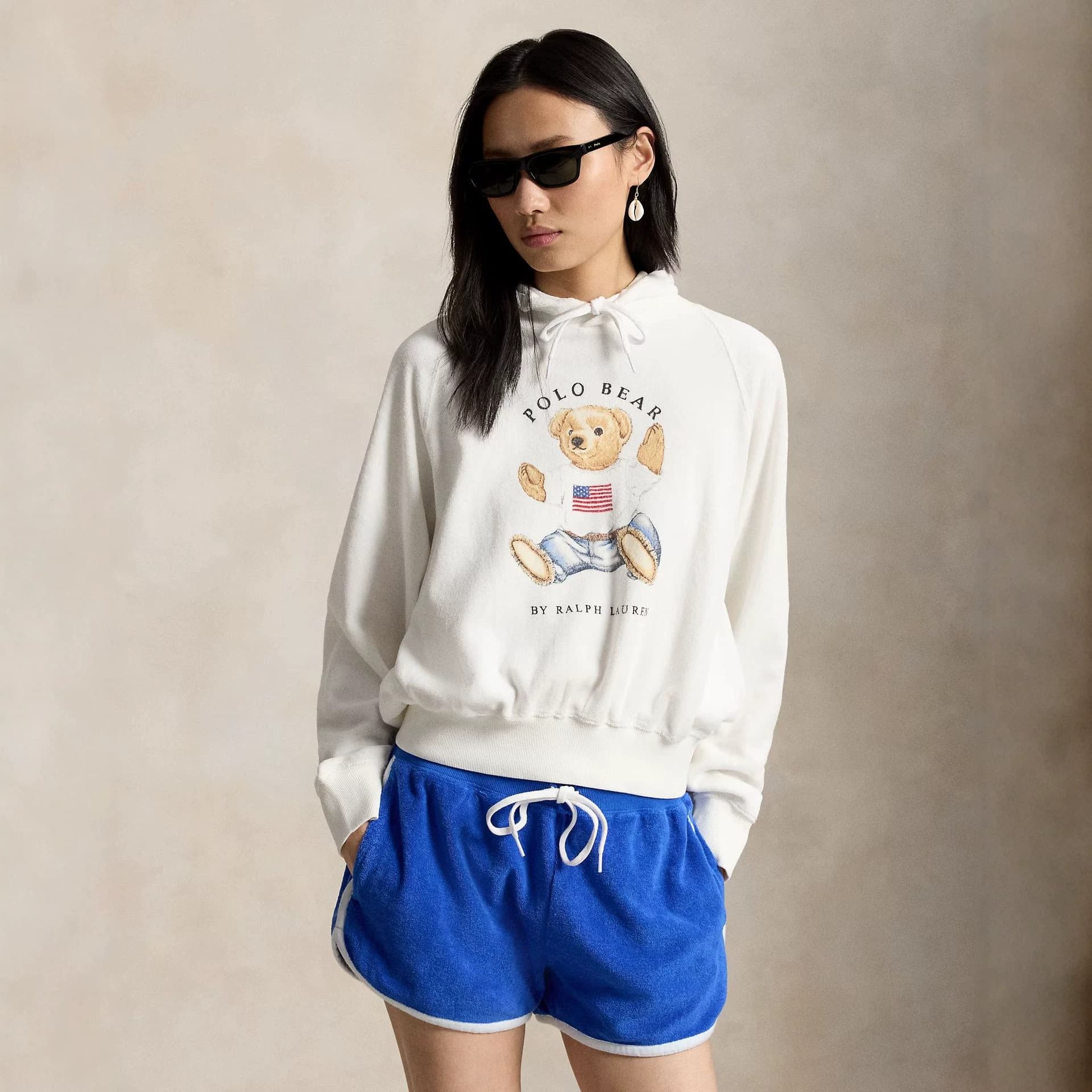 2026 Trending Women's American Style Heavyweight Hoodie with Bear Print, Casual Pullover Sweatshirt