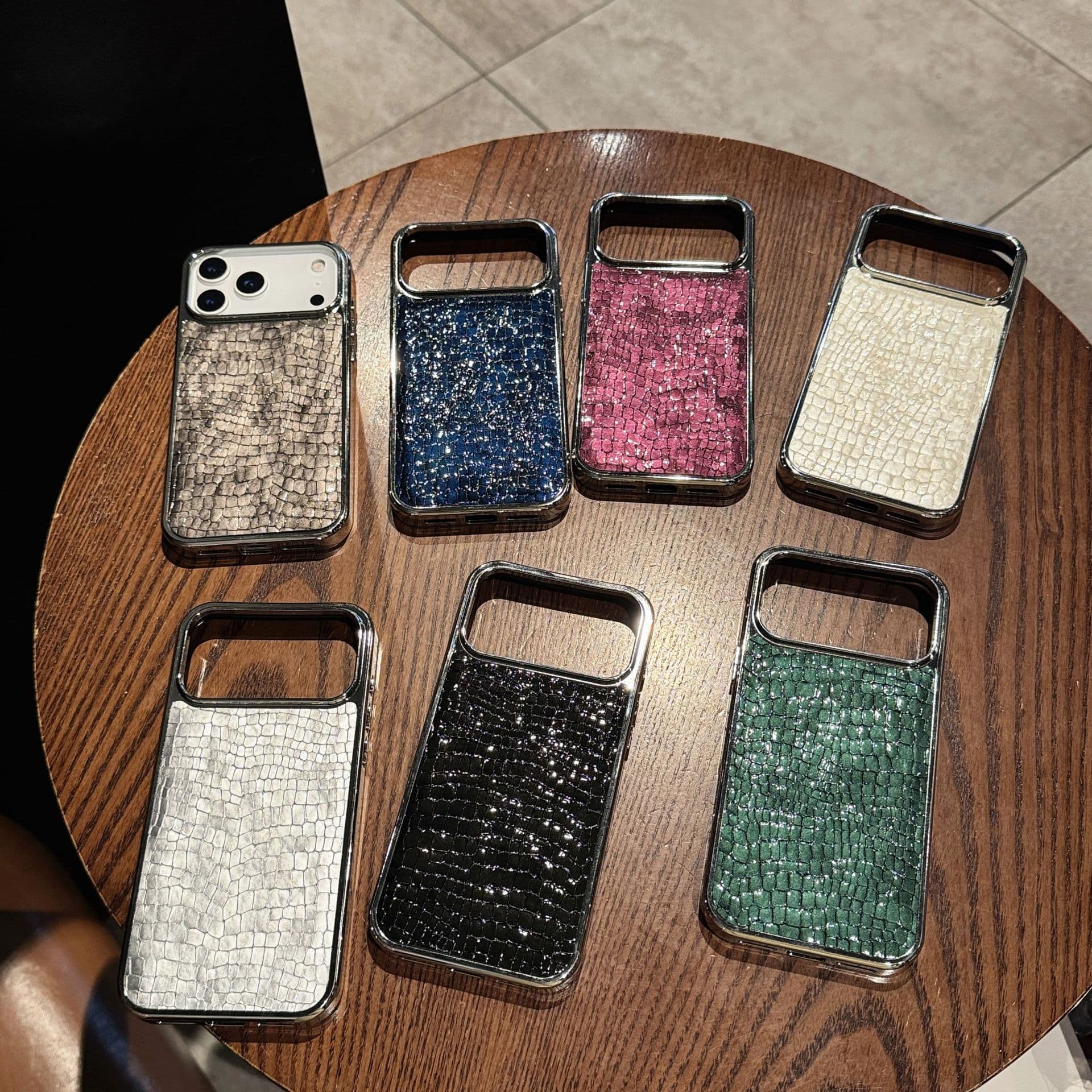 Alligator Texture Compatible with iPhone 17 Case Premium iPhone 14 Pro Electroplated Leather Grain Anti-Drop Protective Cover