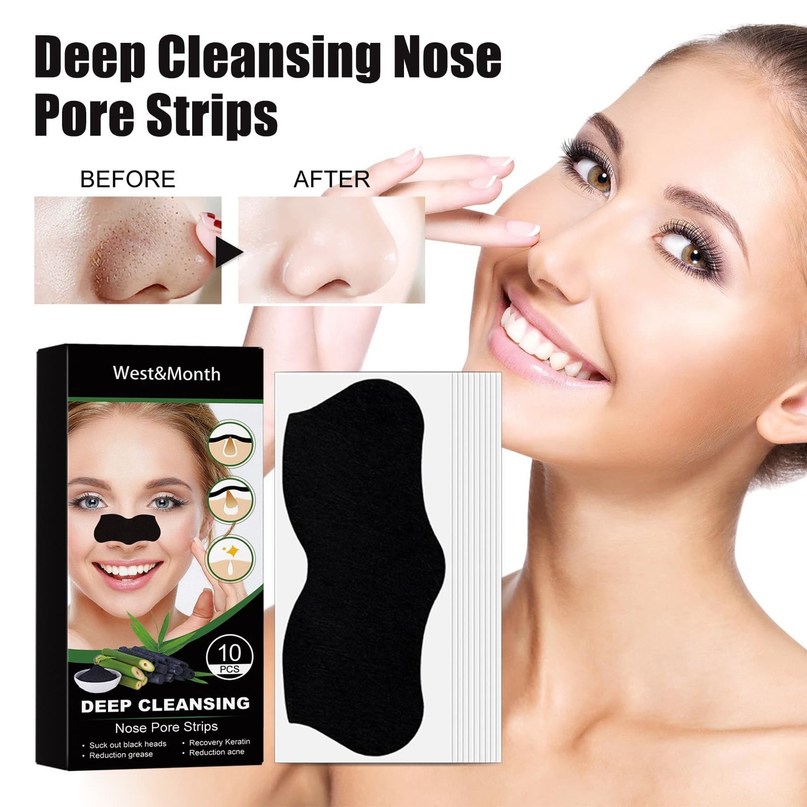 West&Month Blackhead Patch Deeply cleans blackheads and acne on the nose, tightens delicate pores, and peels off the nasal mask