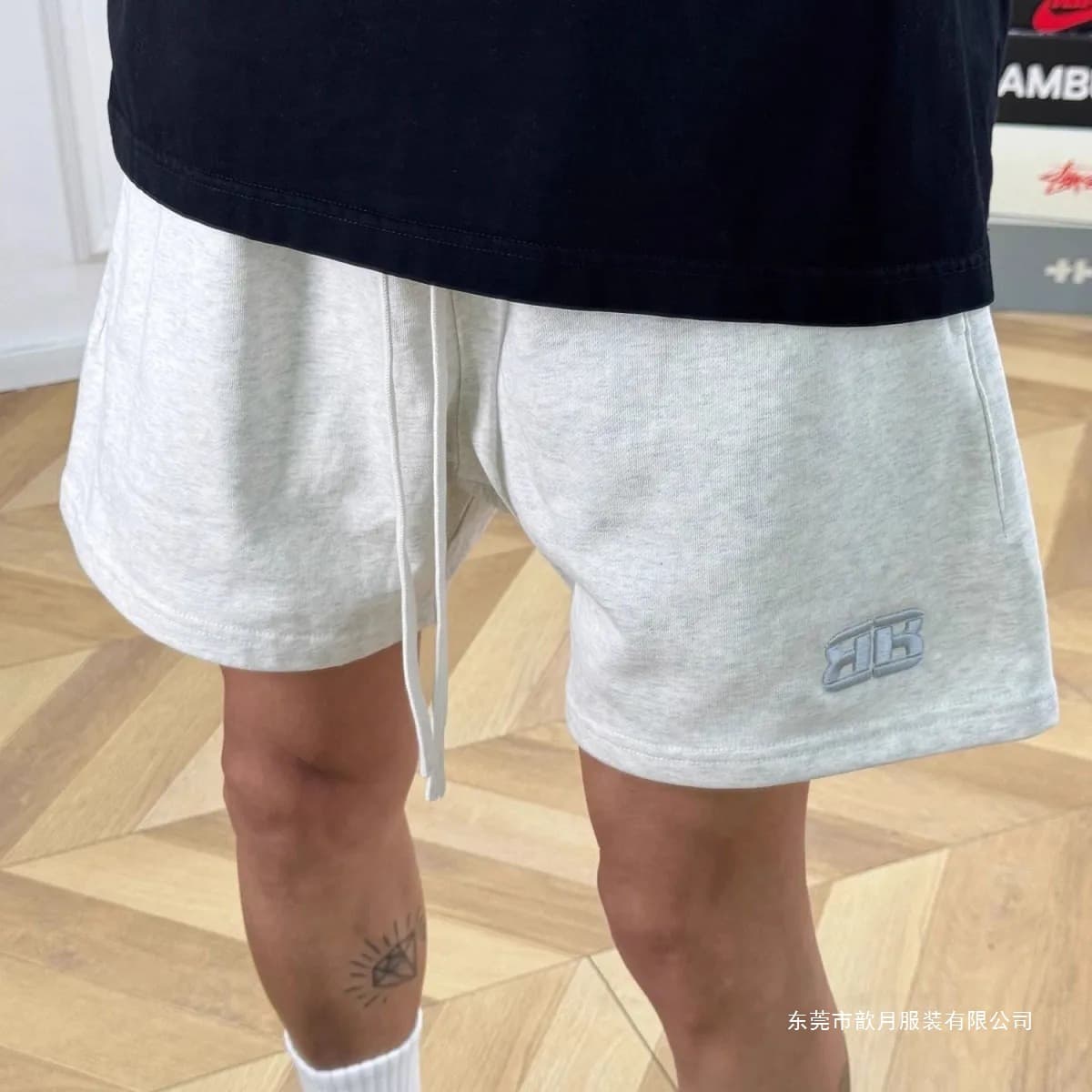 Light Gray Sports Shorts for Men Summer Teen Fitness Basketball Athletic Pants American Trendy Casual 3/4 Shorts