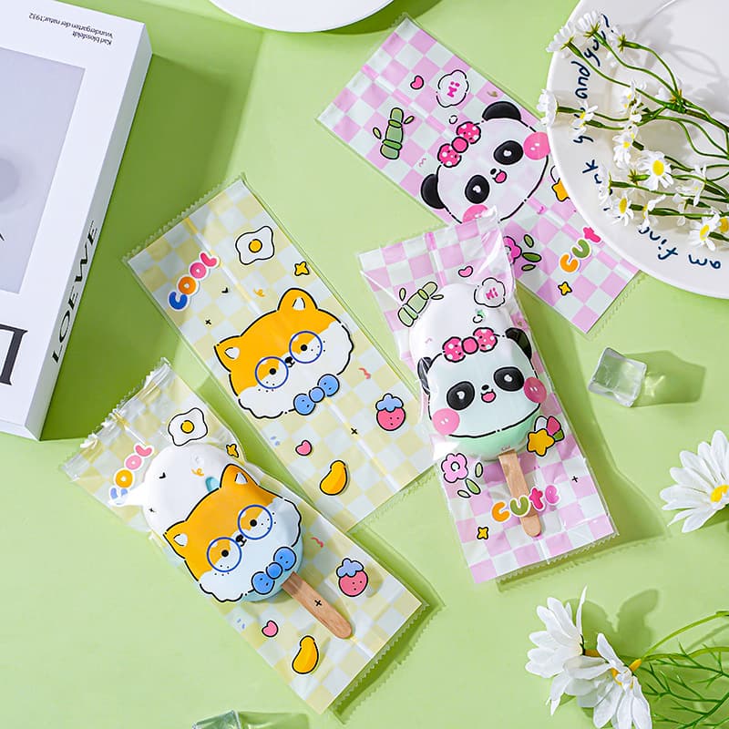 Cartoon Ice Cream Machine Sealing Bag Handmade Popsicle Packaging Bag Food Grade Household Popsicle Plastic Bag Homemade Ice Cream Bag