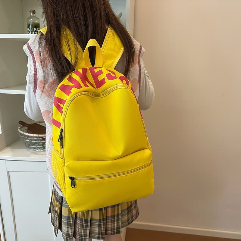 Solid color letter backpack Japanese style simple original commuter backpack college student large capacity lightweight school bag