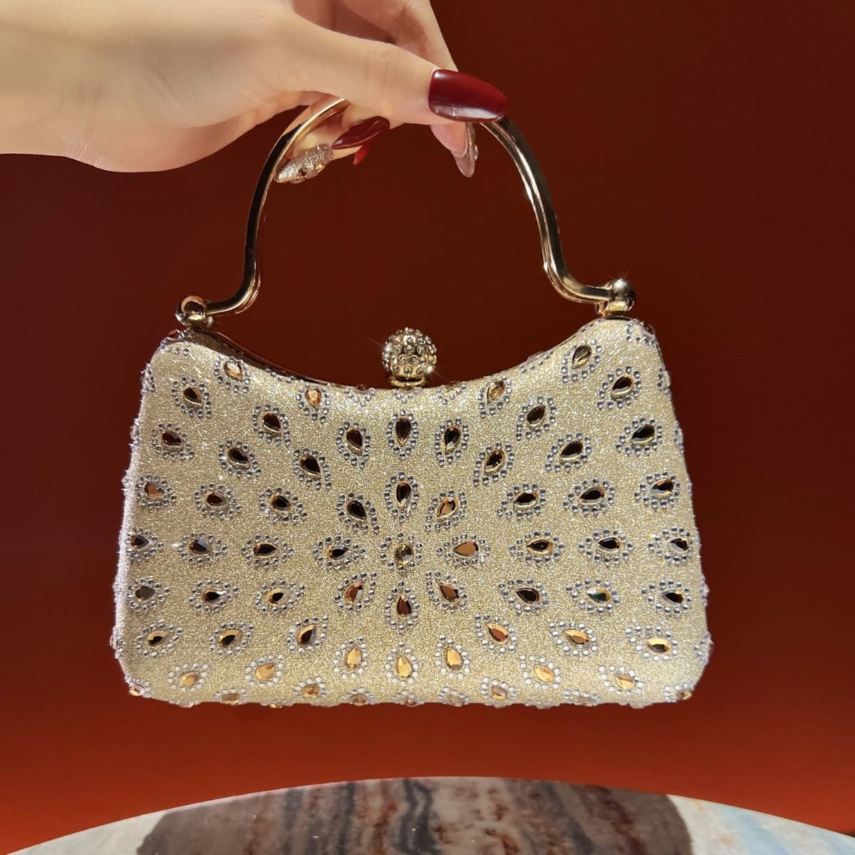 Cross-Border New Style Diamond-Encrusted Clutch Bag, European and American Fashion Women's Handbag, Evening Bag, Exquisite Chain Crossbody Bag for Women