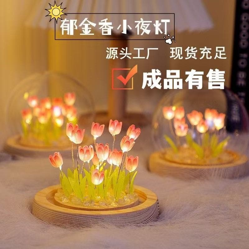 Creative Handmade DIY Artificial Flower Tulip Finished Night Light Ornament Atmosphere Lamp Valentine's Day Decoration Souvenir