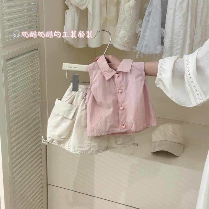 Korean Style Girls' Two-Piece Set Sleeveless Shirt And Vest Skirt Spring Autumn New Arrival Lightweight Children's Clothing
