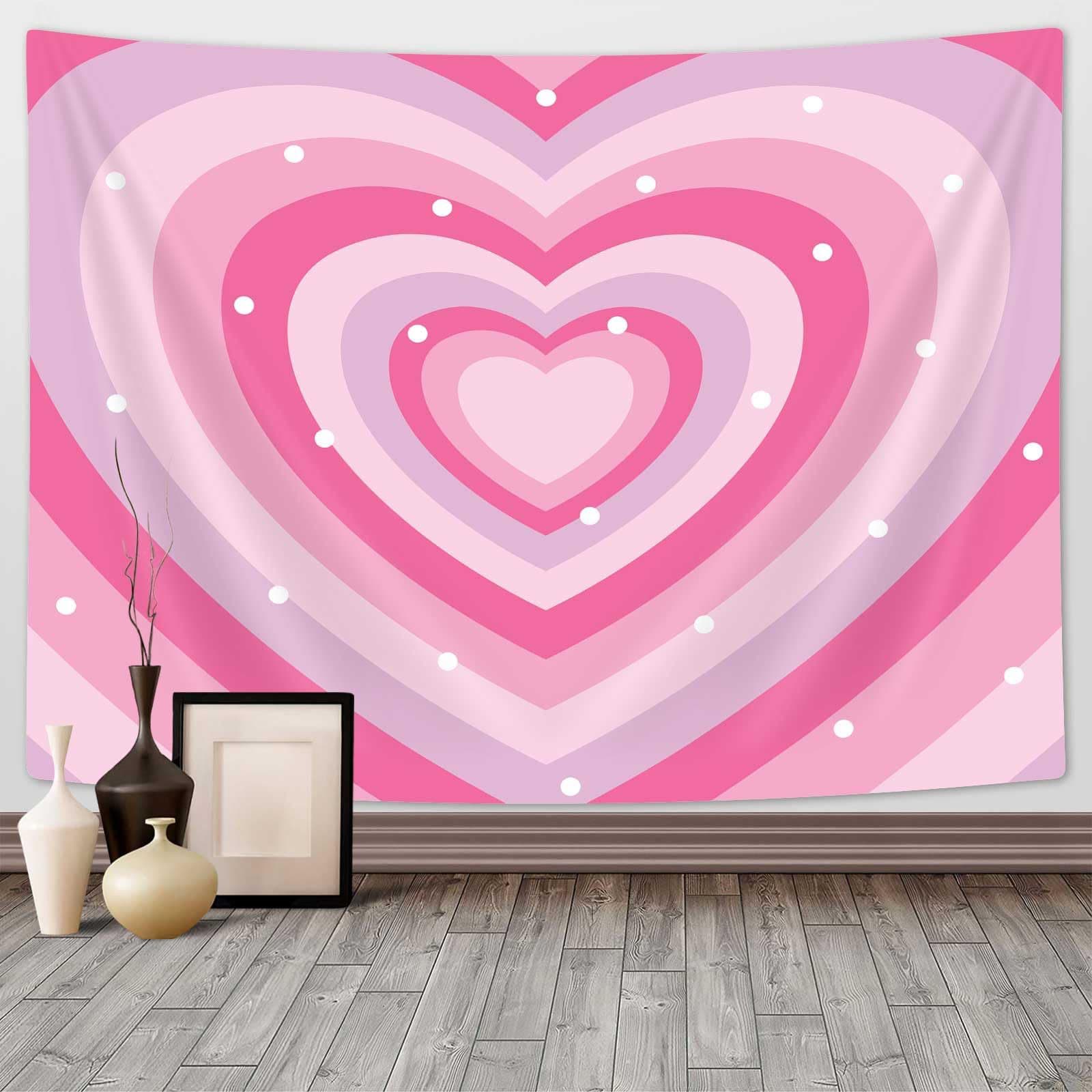 Cross-border Tapestry Hippie Style Pink Heart Girl Wall Hanging Living Room Wall Background Decoration Bedroom