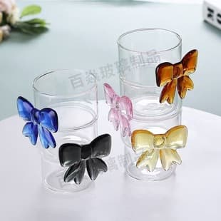 Borosilicate Glass Bow Cup Household Heat-Resistant Milk Cup Creative Stackable Juice Cup Stacking Cup Water Cup Tea Cup