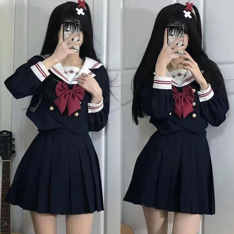Wholesale jk uniform sailor suit cyan color basic suit orthodox Japanese intermediate suit college style class uniform school uniform spring