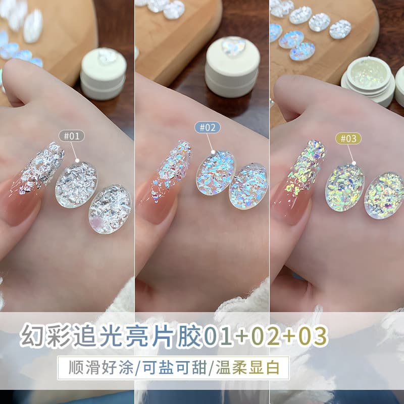 Ennishi Holographic Glitter Nail Gel 2026 New Style Flashy Shimmer Glitter Gel for Nail Art