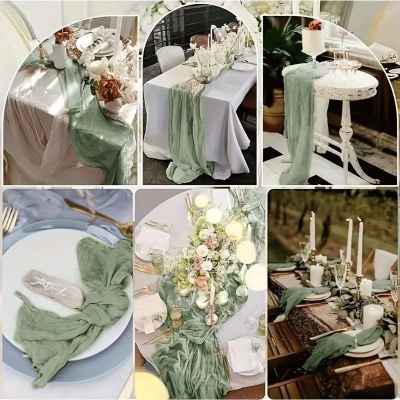 Elegant Green Flannel Tablecloth - Ruffled Voile for Weddings, Parties and Holiday Decorations