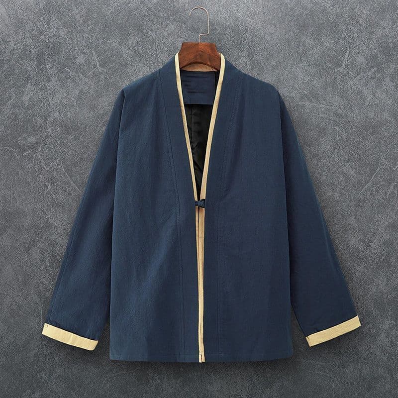 Chinese-style men's tea attire, Chinese-style modified ancient costume, Zen attire, ancient Hanfu cape, Taoist robe, men's Tang suit, lay Buddhist attire.