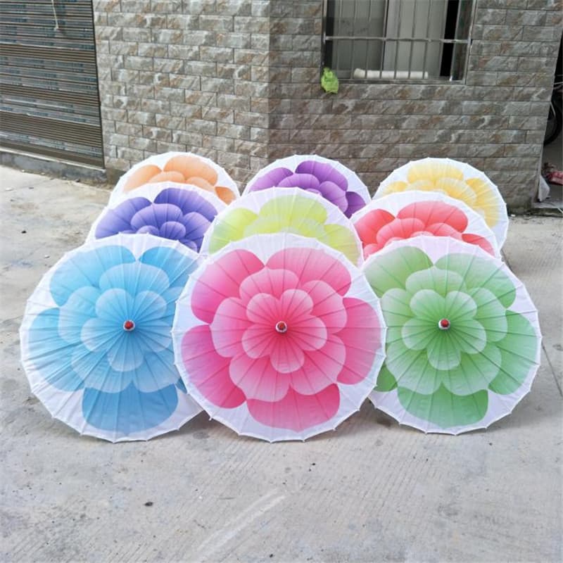 Classical Dance Performance Umbrellas, Qipao Runway Jasmine-Themed Flower Umbrellas for Square Dancing