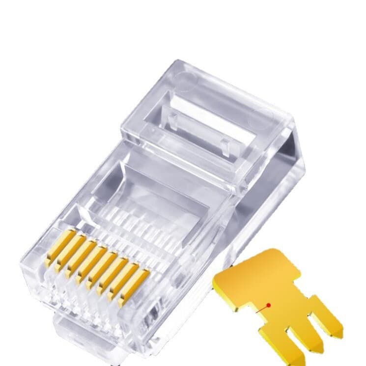 Cat6a RJ45 Pass-Through 8P8C Shielded Cat6 Unshielded Pure Copper Gold-Plated Connector 100-Pack