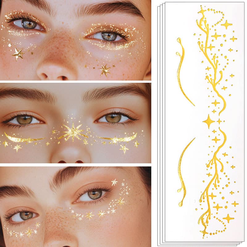 Cross-border new European and American bronzing freckle tattoo stickers masquerade performance makeup metal TATTOO tattoo stickers