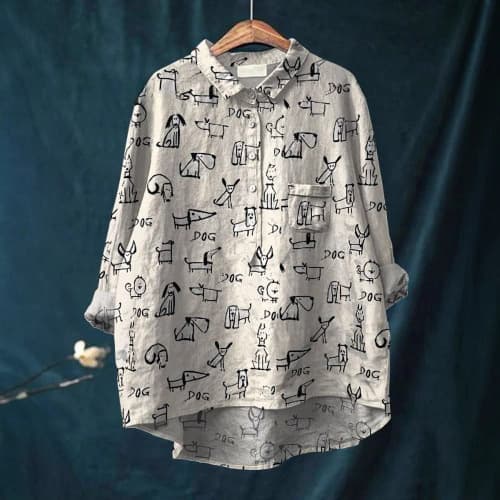 Cross-border EU/US 2024 Fall New Long Sleeve Shirt 7-Button Cardigan Hawaiian Style Women's Shirt
