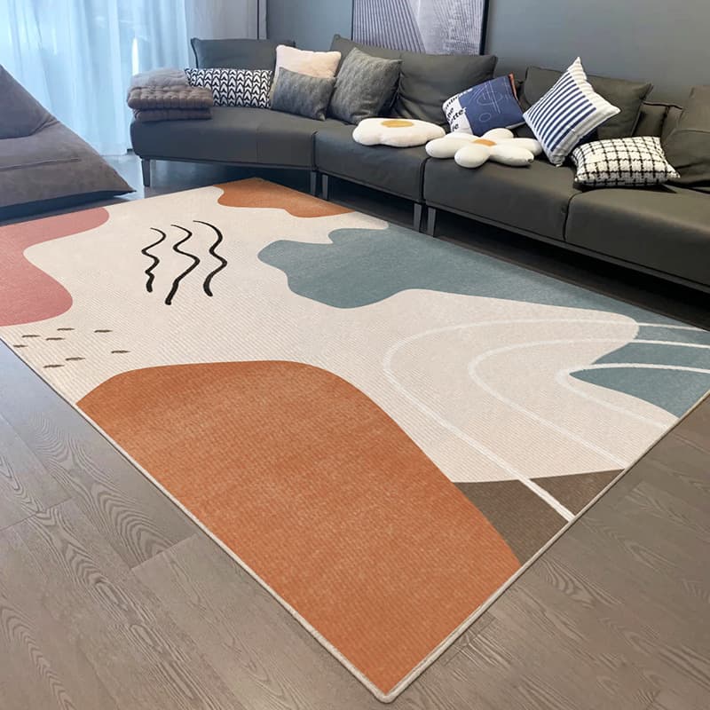 Living room carpet, stain-resistant and easy to clean, coffee table mat, luxury crystal velvet non-slip rug, thermal insulation bedside rug for bedroom