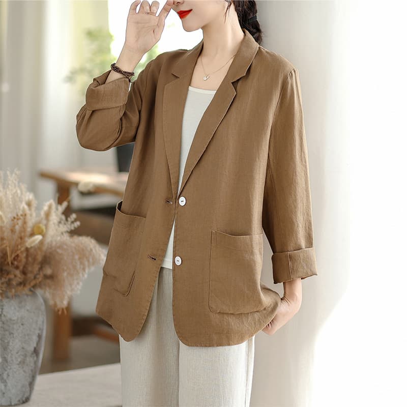 2026 Autumn New Simple Blazer Versatile Loose Fit Patch Pocket Blazer Comfortable Casual Jacket for Women