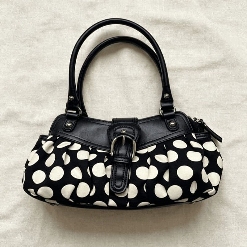 Retro Black and White Polka Dot Underarm Shoulder Bag for Women 2026 New Fashion Millennium 2 Versatile Handbag Crossbody Bag
