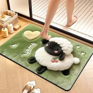 3D Faux Fur Cartoon Diatom Mud Floor Mat Cute Pet Bathroom Absorbent Quick-Dry Non-Slip Easy to Clean