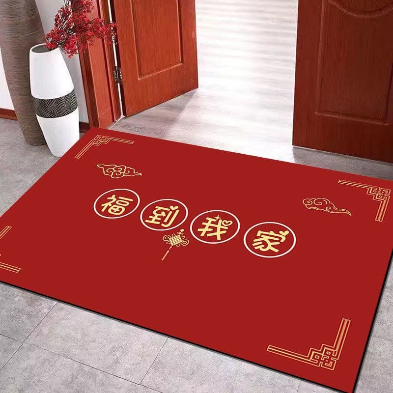 Red Diatomaceous Earth Festive Entrance Mat, Wipeable, Quick-Drying, No-Wash Floor Mat for Entryway, Bathroom, Quick-Drying, Non-Slip