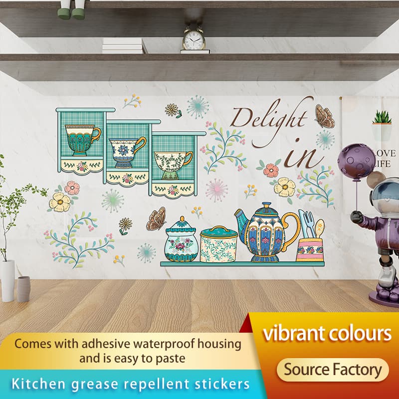 Oil-repellent tape adhesive split wall sticker for kitchen