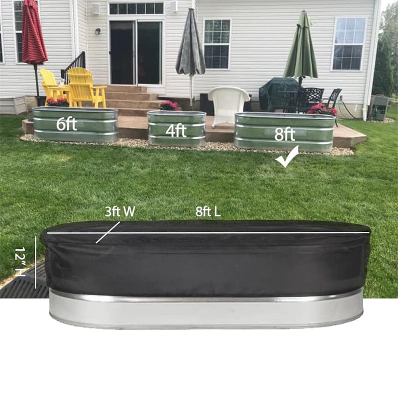 Cross-border Outdoor Oval Water Tank Dust Cover Livestock Water Trough Cover Protective Sunshade 420D