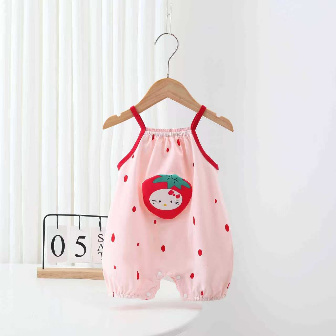 Baby Summer Sleeveless Cami Bodysuit, Trendy Newborn Girl Crawling Outfit, Super Cute Going Out Clothes