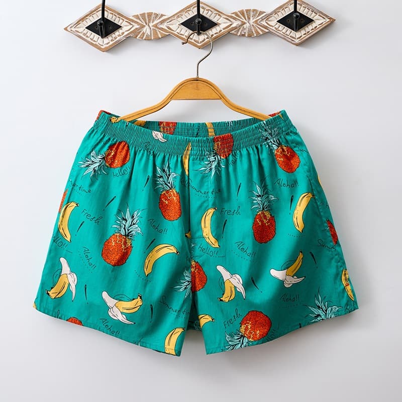 Pure Cotton 40s Cartoon Arrow Pants Cotton Boxer Briefs Home Shorts Loose Sleep Pants Large Size Printed