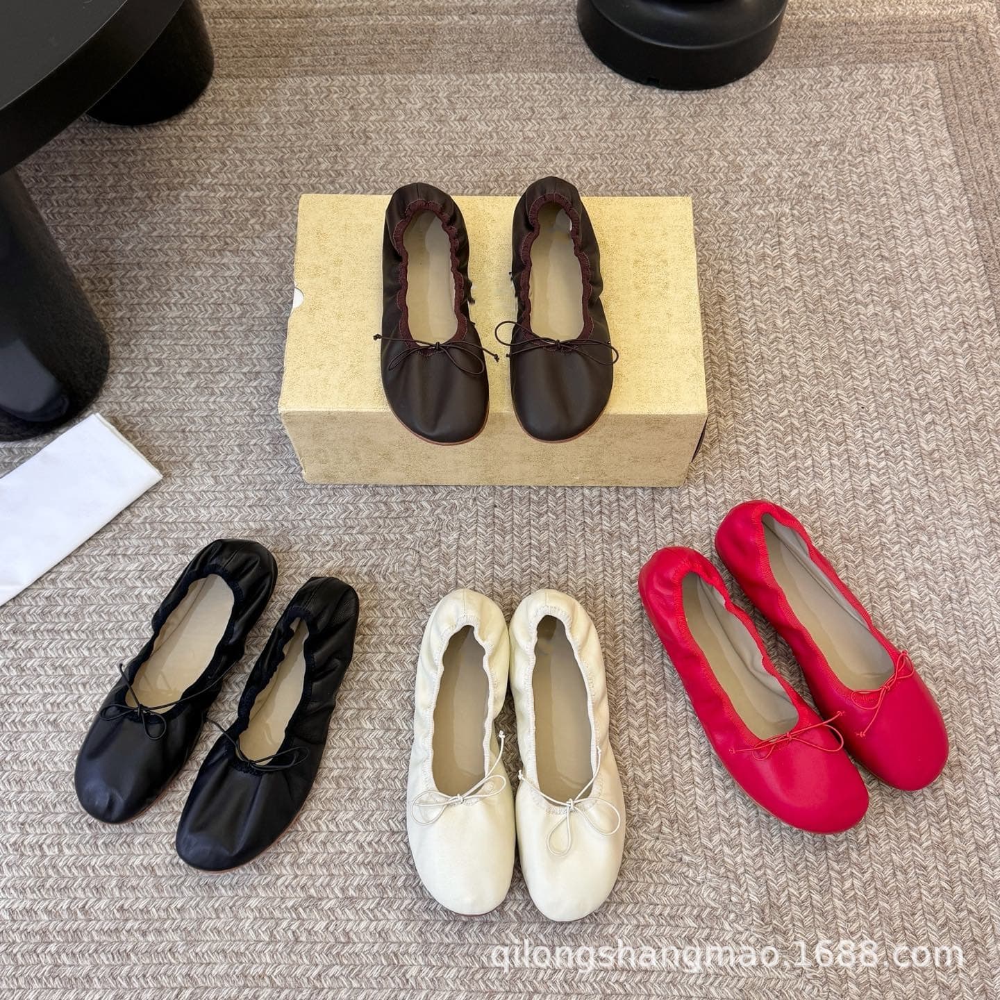 High-End 2026 New Niche Genuine Leather Round-Toe Shallow Bowknot Elastic Flat Ballet Shoes Granny Shoes