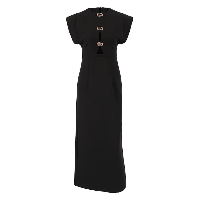 2026 Summer European and American Women's Black Blazer Dress with Waist-Cinching Cutout Design, Commuter Style Elegant Dress with High-End Appeal