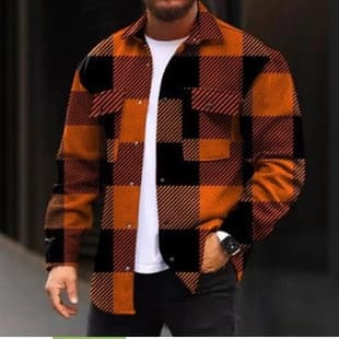New Fashion 3D Printed Coat with Printed Lapel Men's Fleece-Lined Shirt Top Casual Multi-Size Men's Clothing