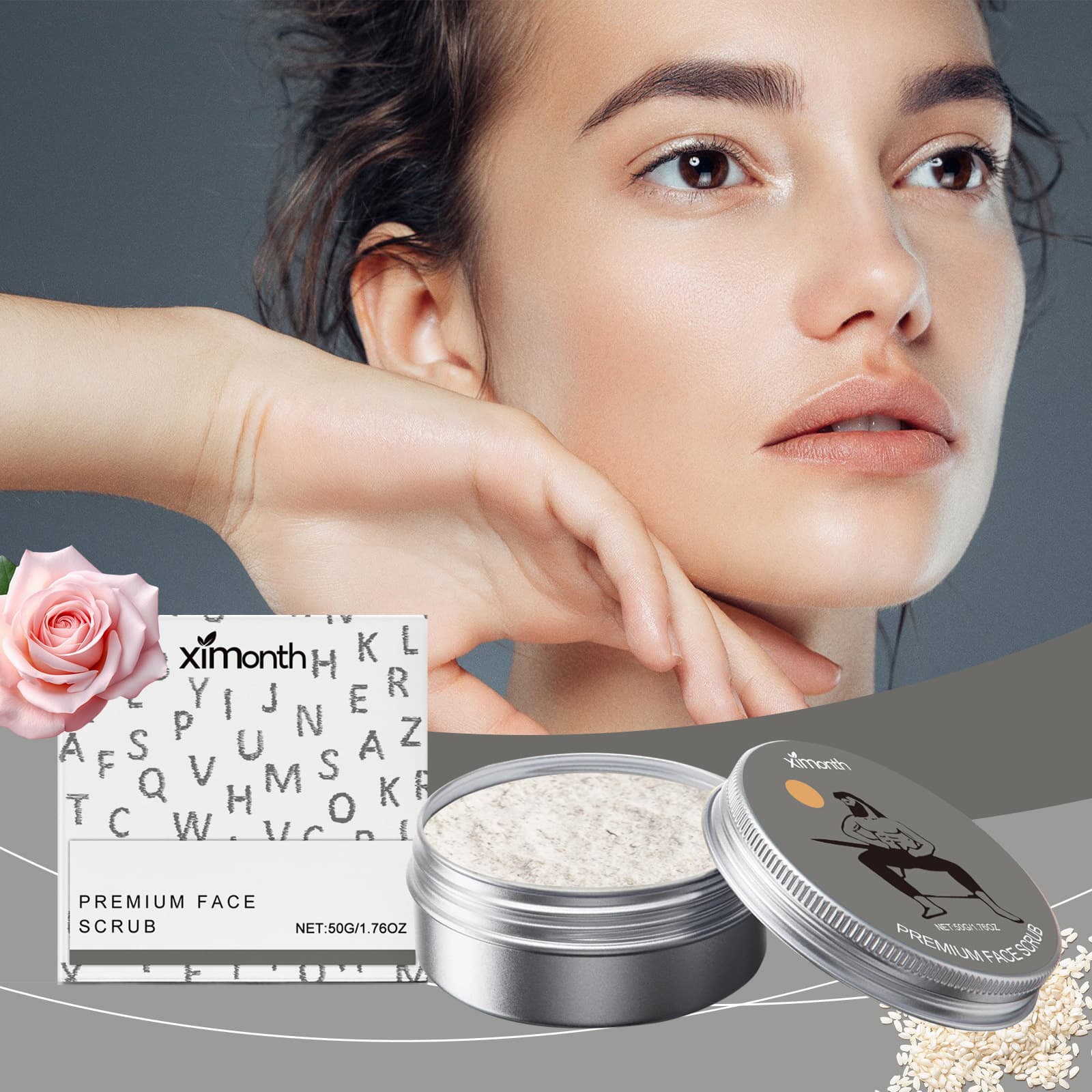 XIMONTH Facial Scrub Deeply cleanses the skin with gentle ingredients, hydrates and refreshes the skin