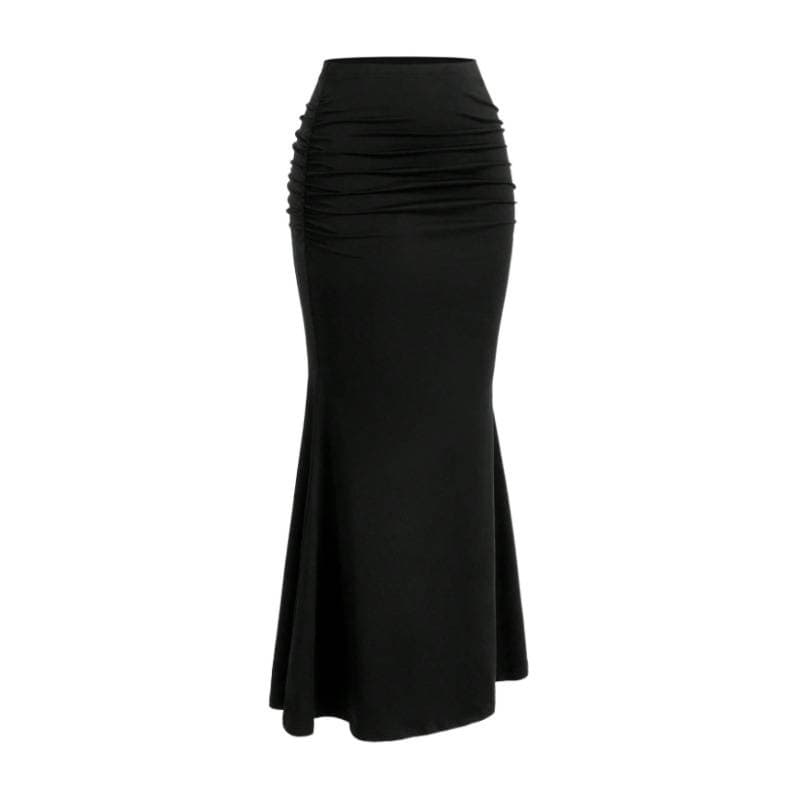 In Stock Spring Summer Fall New Women's Skirt Sexy Slim Fit Bodycon Pleated Flared Long Skirt European & American Style