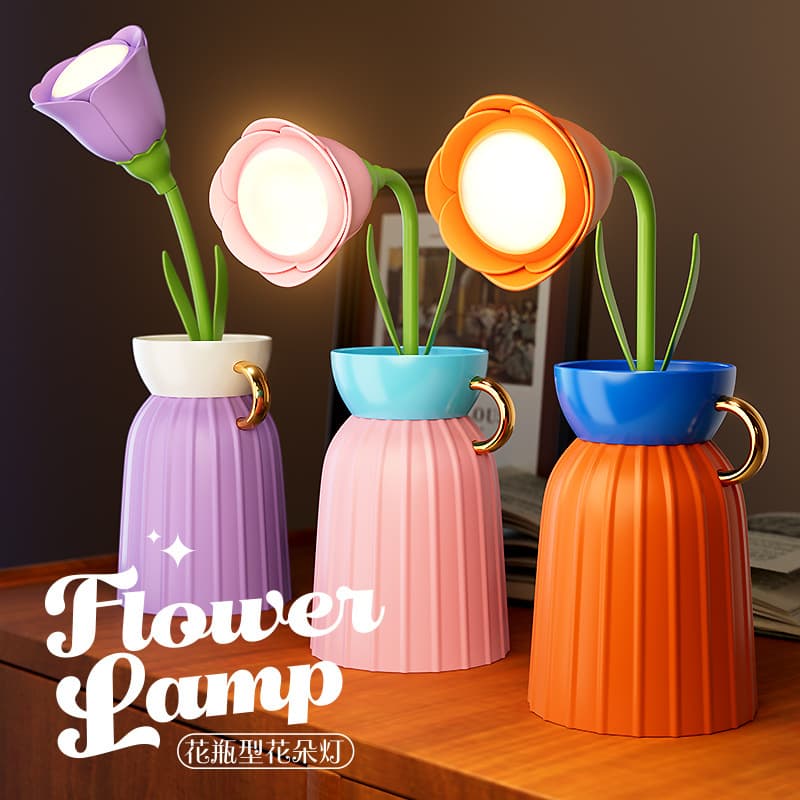 Vase LED small table lamp living room bedroom children student dormitory desktop portable gift wholesale dropshipping cross-border