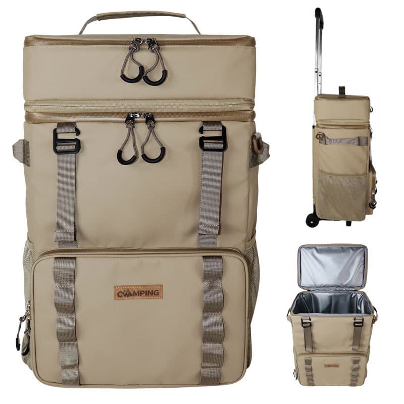 Detachable backpack cooler, military fan trolley bag, short-distance tug bag, universal wheel pulley travel bag