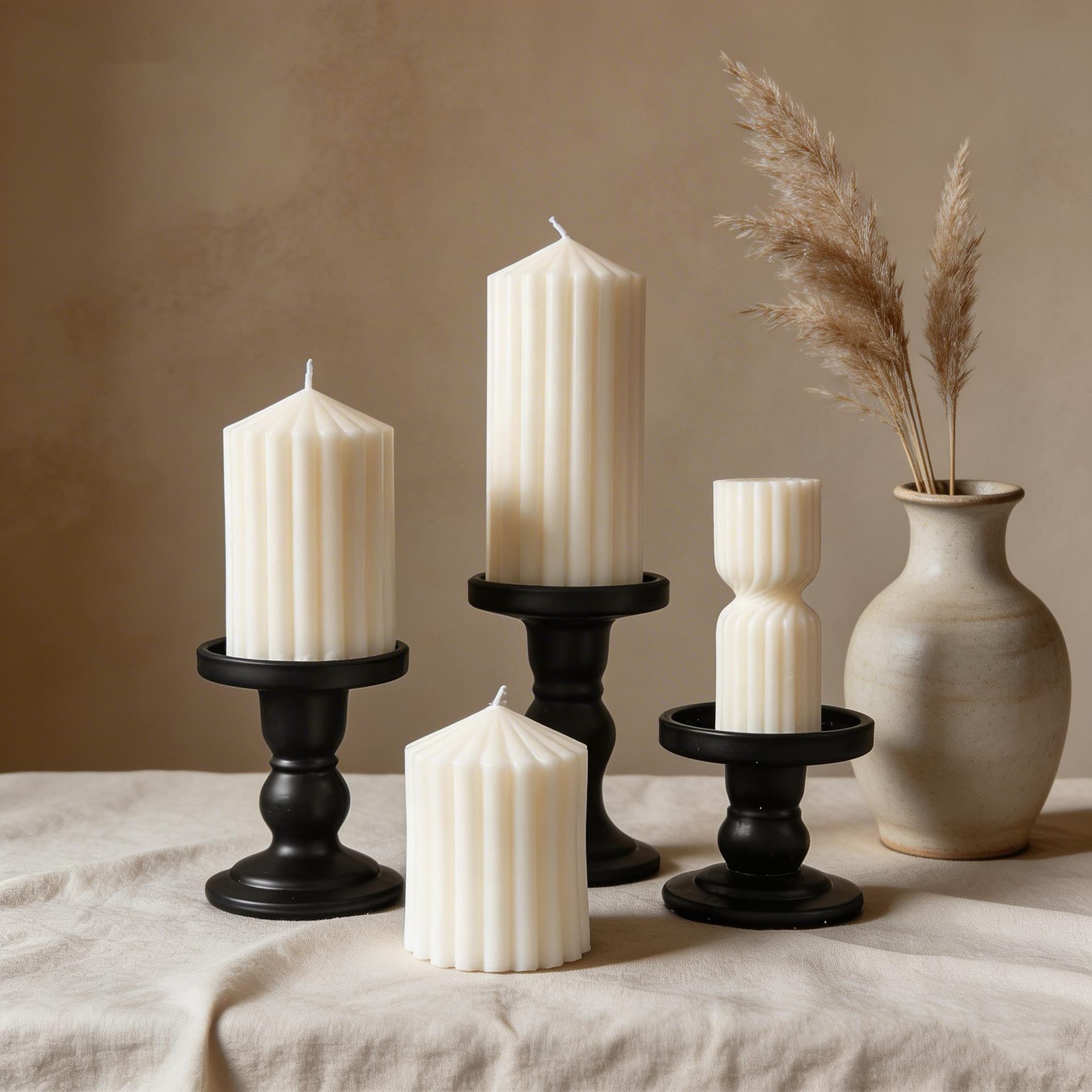 Wabi-sabi minimalist pointed-top white cylindrical niche premium scented candle geometric home decor photography prop