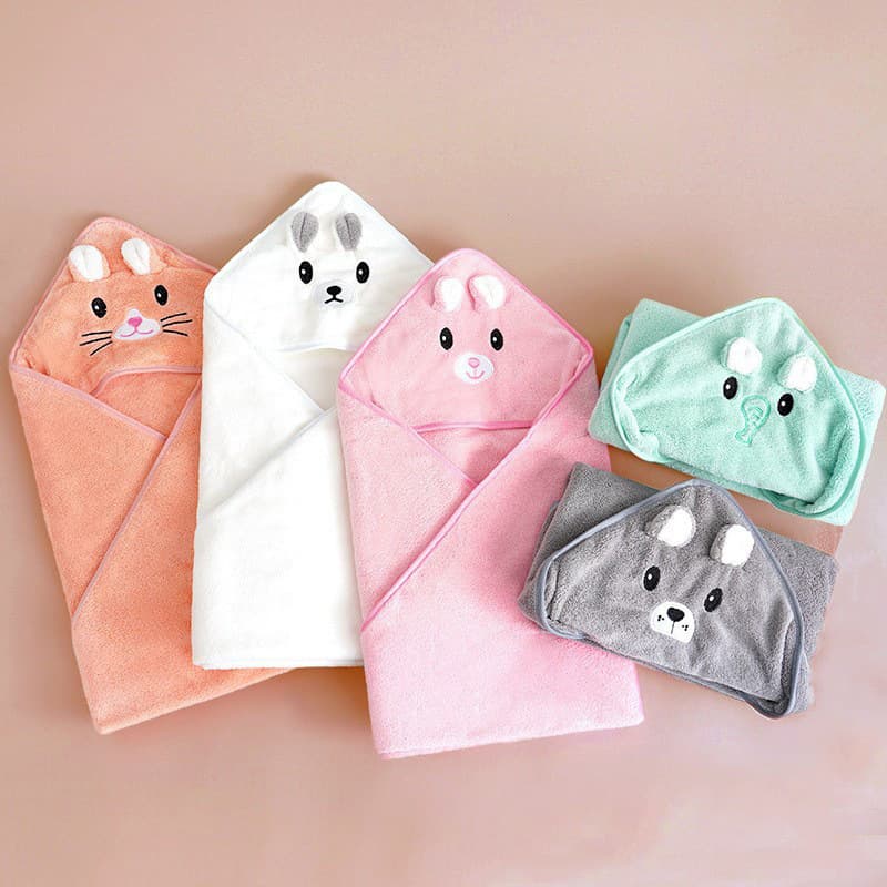 Wholesale Coral Fleece Hooded Wearable Absorbent Baby Towel Wrap for Newborns Infants Toddlers Soft Bath Towel